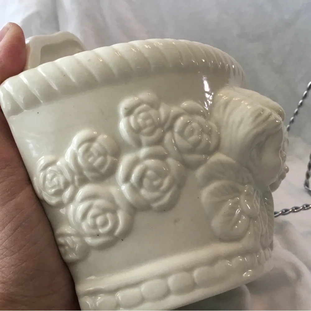 Vintage MCM Cherub Angel Wall Pocket Planter, Ivory